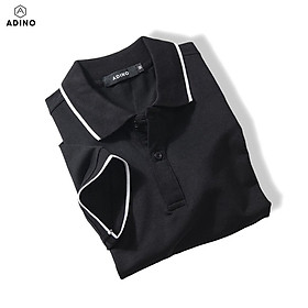 Hình ảnh Áo polo nam nữ áo polo đôi áo polo nhóm ADINO 6 màu phối viền vải cotton co giãn dáng công sở slimfit hơi ôm trẻ trung