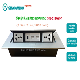 Hộp điện âm bàn văn phòng đa chức năng Sinoamigo STS-212GST-1 (điện, mạng, thoại, hdmi, vga, usb, audio, micro) - Hàng nhập khẩu chính hãng, Full thuế VAT