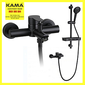 Mua Bộ vòi hoa sen tắm nóng lạnh đen CHÍNH HÃNG KAMA ST08 - Củ sen inox 304 sơn đen chịu nhiệt cao cấp  thiết kế sang trọng  đa chức năng  có kệ để dầu gội phòng tắm.