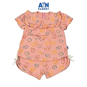 Bô quần áo Ngắn bé gái họa tiết Thỏ Hồng Ruốc thun lụa - AICDBGOIU189 - AIN Closet