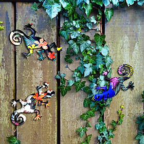 3pcs Handpainted Gecko Wall Art Lizard Sculpture Outdoor Garden Room Decor