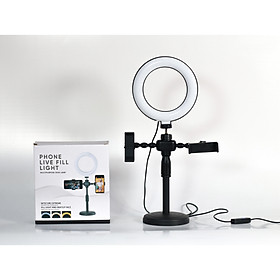 Mua Đèn livestream/Đèn Hỗ Trợ Sáng Livestream Để Bàn 16cm Có 2 Kẹp Điện Thoại - Hàng nhập khẩu