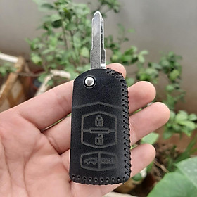 Bao da chìa khóa MAZDA RX-8 CX3 CX5 MAZDA 2 MAZDA 6 MAZDA 5 MAZDA 3 khóa như hình, da bò thật bảo hành 2 năm,chỉ lấy bao da - mầu đen chỉ đen