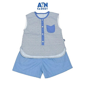 Bộ quần áo Ngắn bé trai hoạ tiết Nhí Xanh Dương Cotton - AICDBT4FYZ0R - AIN Closet