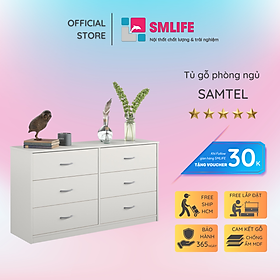Tủ phòng ngủ gỗ hiện đại SMLIFE Samtel  | Gỗ MDF dày 17mm chống ẩm | D135xR40xC70cm