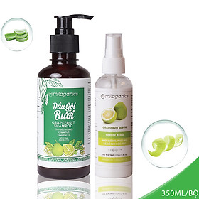 Combo Dầu Gội và Serum Bưởi Milaganics Chiết Xuất Từ Bưởi Thiên Nhiên Chăm Sóc Tóc, Ngừa Rụng và Hỗ Trợ Mọc Tóc (350ml/Combo)