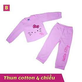 Đồ bộ tay dài cho bé gái hình mèo từ 11-40kg. Chất thun cotton thấm hút mồ hôi -Kiến Lửa