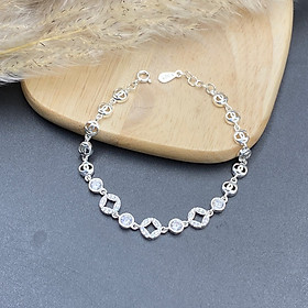 Vòng Tay Lắc Tay Nữ Bạc Ta Đính Đá Nhân Tạo BẠC HIỂU MINH LTU613