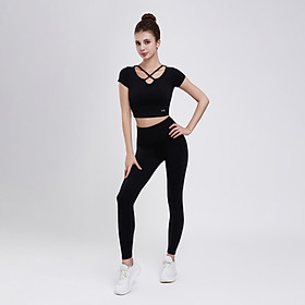 Set Đồ Tập Yoga Gym Hibi Sports H174 Kiểu Áo Croptop Có Tay Phối Dây Trước Kèm Mút Ngực, Chất Vải Cao Cấp