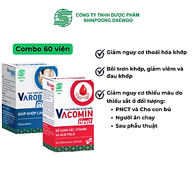 Combo Hỗ trợ xương khớp, bổ máu và sắt, tăng cường sức khỏe Vacomin Hevit, Varobone Glu500 - Shinpoong (60v)