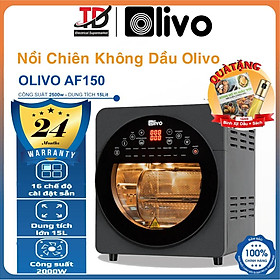 Nồi Chiên Không Dầu OLIVO AF150, 15Lit - 2500W, 16 Chức Năng Nấu và Phụ Kiện Đa Dạng, Hàng Chính Hãng