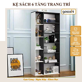 Kệ Sách, Giá Sách 6 Tầng Trang Trí, Decor Phòng Phong Cách Bắc Âu Thương Hiệu Gosashi - KS6Tang