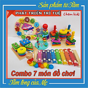  Combo 7 Món Đồ Chơi Gỗ Phát Triển Trí Tuệ Cho Bé - Đồ Chơi Gỗ