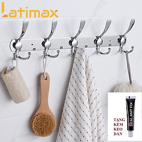 Mua Móc treo quần áo 5 chấu Kép hàng Cao Cấp cực kỳ Sang Trọng - Tặng kèm keo dán tường và đinh vít