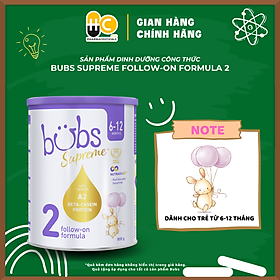 Sản phẩm dinh dưỡng công thức dành cho trẻ từ 6-12 tháng tuổi: Bubs Supreme Follow-On Formula 2