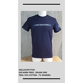 Viettien - Áo thun nam cổ tròn màu xanh đen vải cotton tay ngắn 6Q3122 regular