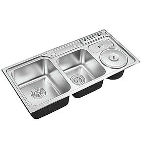 Mua Chậu rửa chén Inox SUS304 2 hộc một hố rác Eurolife EL-C9245 (Trắng bạc)