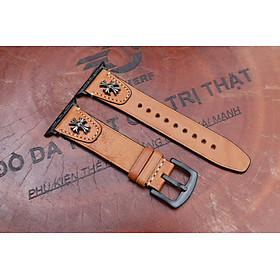 Mua Dây da thay thế dành cho đồng hồ Apple Watch Da Bò Pullup Rivet chữ thập Khóa Thép 316L Dành Cho Series SE 7| 6 | 5 | 4 | 3 | 2 | 1 - Hàng chính hãng
