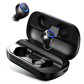 Wireless Headphone Bluetooth 5.0 Wireless Charging Portable Power Supply Sports Wireless Binaural Earphone - Metal Black