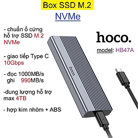 Mua Box đựng ổ cứng Enclosure cho SSD M2 NVMe Hoco HB47A hợp kim nhôm tốc độ 10Gbps (đọc 1000MB/s  ghi 990MB/s) _  Hàng chính hãng