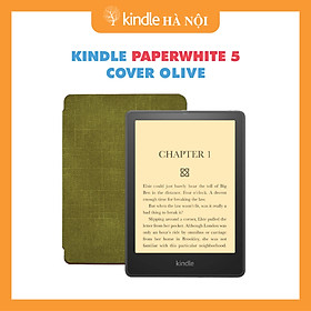 Combo máy đọc sách Kindle Paperwhite 5 11th gen tặng kèm bao da  Cover  - Hàng nhập khẩu - Olive - 8gb