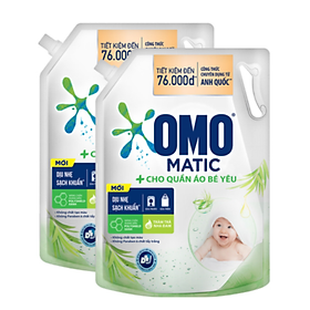 Hình ảnh Combo 2 TúI Nước Giặt Omo Matic Cho Quần Áo Bé Yêu Chiết Xuất Tràm Trà Và Nha Đam Dịu Nhẹ, Sạsh Khuẩn , túi 3.6Kg