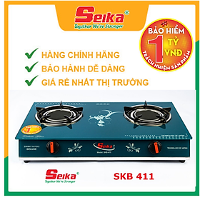 Bếp Gas Đôi Mặt Kính Sen Hồng Ngoại Seika SKB411 - Hàng Chính Hãng