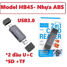 Đầu đọc thẻ nhớ đa năng chuẩn 3.0 hai đầu kết nối Usb và type C cho điện thoại laptop hoco HB39 _  hàng chính hãng