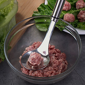 Muỗng thìa Inox 304 Làm Khuôn Thịt Viên, Cá Viên tiện dụng (tặng kèm nhíp nhổ lông heo gà vịt) Muỗng Có chữ SUS 304 ( Inox cao cấp) trên tay cầm - Dụng cụ làm khuôn thịt viên cá viên