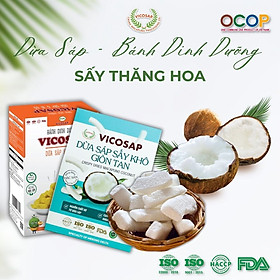 Combo 1 Dừa sáp sấy giòn VICOSAP 1 Bánh dừa sáp chuối ít đường đồ ăn vặt healthy đặc sản Trà Vinh