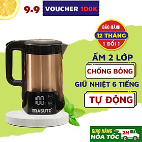 Mua Ấm Siêu Tốc Thông Minh 2 Lớp Cách Nhiệt Chống Bỏng 3in1 Masuto Công Nghệ Nhật Bản Đun Siêu Nhanh Có Cài Đặt Nhiệt Độ Hàng Chính Hãng