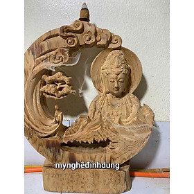 Mua Tượng nhất tâm bái phật xông trầm bằng gỗ ngọc am thơm nức kt 30x25x4cm