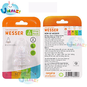 Núm Vú Wesser Cổ Hẹp Size L dành cho bé từ 7 tháng tuổi vỉ 2 cái