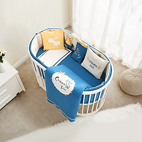 Giường Cũi Đa Năng Hình Oval Cho Bé Từ 0-5 Tuổi - Bao Gồm Cũi, Nệm, Quây, Có Màn hoặc Không