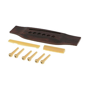 Set of  Acoustic Guitar Rosewood Bridge  Bone Pins Saddle Nut