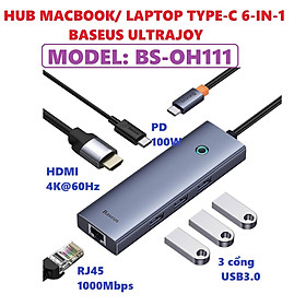 [ Ultrajoy 6 in 1 ] Hub đa năng mở rộng cổng p type C Macbook  laptop ra 6 cổng Baseus Clarity docking station BSOH118_  Hàng chính hãng