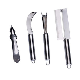 Mua Combo 4 loại dao gọt thơm  mía  nhíp lấy mắt thơm thông minh  siêu nhanh bằng inox không gỉ