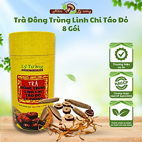 Trà Đông Trùng Linh Chi Táo Đỏ Lý Tưởng 55g, Lọ Trà Cứng Gồm 8 Gói Nhỏ, Sản Phẩm Đạt Chứng Nhận OCOP 3 Sao Của Thành Phố Hà Nội