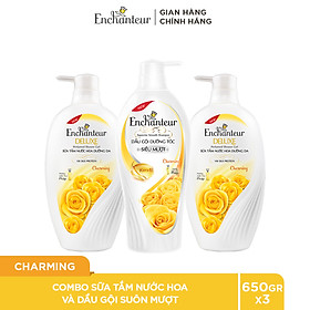 Combo 3 Sữa tắm & Dầu gội Enchanteur hương Charming 650g  2ST và 1DG