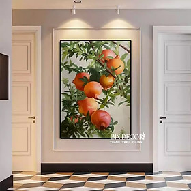(ẢNH THẬT) Tranh treo tường cành lựu trang trí decor có khung kèm đinh treo