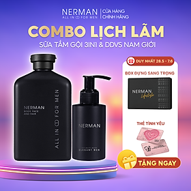 Combo lịch lãm Nerman - Sữa tắm gội Gentleman 3in1 hương nước hoa cao cấp 350ml