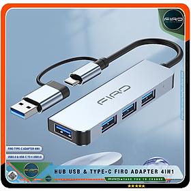 Hình ảnh Hub USB 3.0 FIRO Và Hub Type C FIRO - Bộ Chia Cổng USB FIRO - HUB Chuyển Đổi Dành Cho Laptop, PC - Hỗ Trợ Sạc Pin, Kết Nối Đa Năng Ổ Cứng , Bàn Phím, Chuột, Máy In, Thiết Bị Ổ Chia USB - FIRO Type C Adapter 4in1 - Hàng Chính Hãng