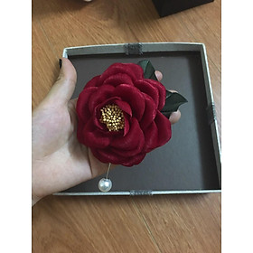 Hoa cài áo handmade chanel lụa gấm