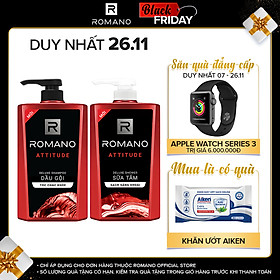 Combo Dầu gội và Sữa tắm cao cấp Romano Attitude sang trọng đẳng cấp 650gr