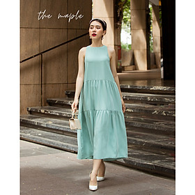 Đầm maxi lụa dài The Maple Freesize Xanh