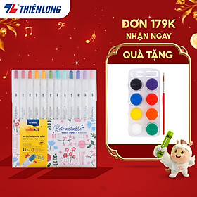 Bút lông 6/12 màu dạng bấm Retractable Fiber Pens Classic Thiên Long Colokit - 0.6mm