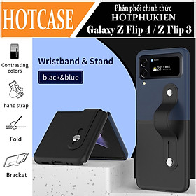 Ốp lưng đai đeo hand trap chống sốc cho Samsung Galaxy Z Flip 3 / Z Flip 4 hiệu HOTCASE Wristband Stand Phone Case - chất liệu cao cấp, thiết kế thời trang sang trọng có đai đeo tay an toàn - Hàng nhập khẩu