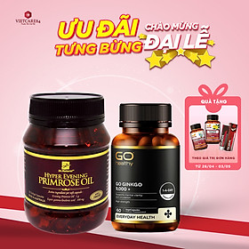 Bộ Sản Phẩm Hỗ Trợ Giấc Ngủ Cho Phụ Nữ Trung Niên: Viên Bổ Não Go Ginkgo 9000+ 60 Viên, Viên Uống Nội Tiết Nữ Hyper Evening Primrose Oil 180 Viên