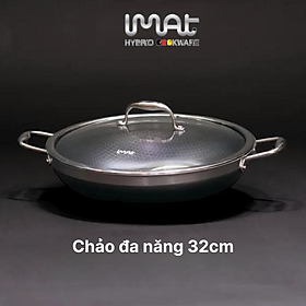 [Hàng chính hãng] Chảo xào/ đa năng sâu lòng inox iMat Hybrid Blackcube 32cm, Phủ chống dính Daikin-Nhật Bản thế hệ mới