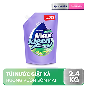 Túi Nước Giặt Xả MaxKleen Hương Vườn Sớm Mai Sạch Khuẩn Thơm Mềm Tiện Lợi & Tiết Kiệm 2.4KG